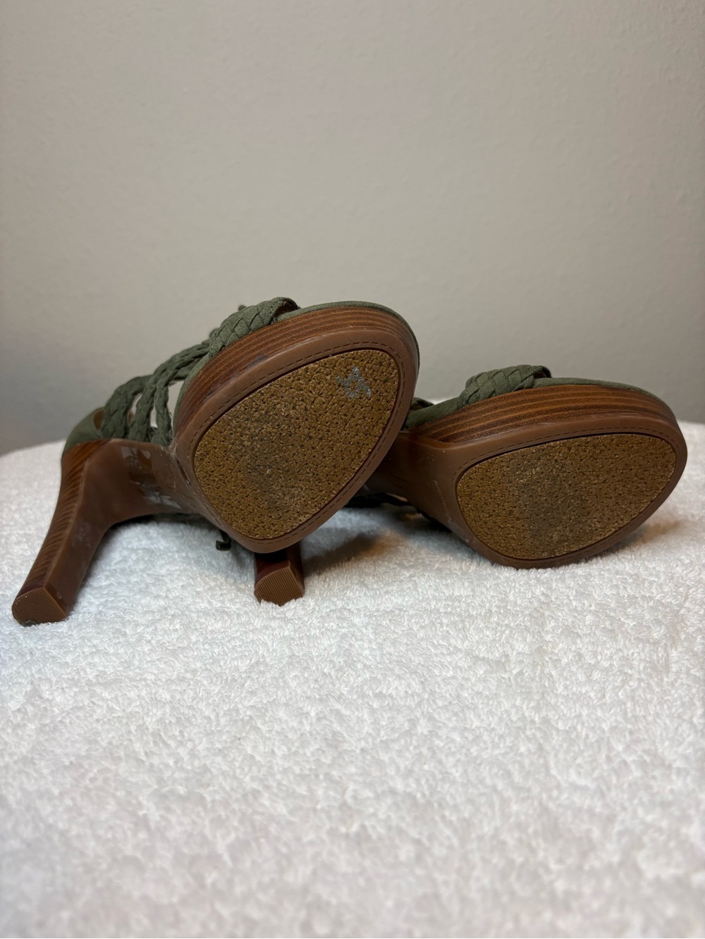 Olive Green Braided Lace-Up High Heel Sandals Jessica Simpson - Picture 6 of 6